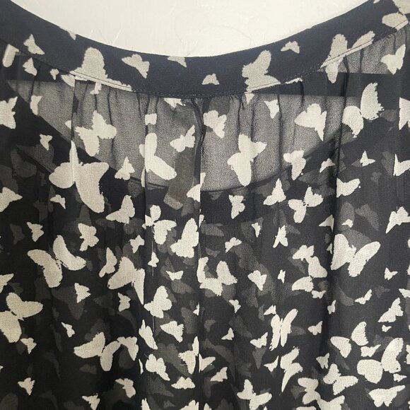 ⭐Butterfly Sheer Bow Tie Peasant Cottage Coquette Boho Hipster Hippie Art Blouse - Picture 2 of 7